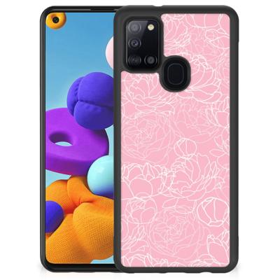 Samsung Galaxy A21s Skin Case White Flowers