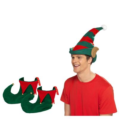 Kerst Elfen verkleed set - puntmuts - met oren - volwassenen - met schoenen - one size