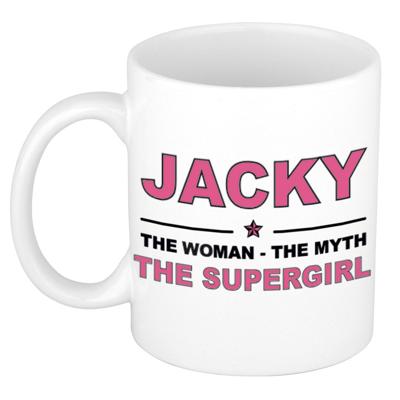 Jacky cadeau mok - Woman Myth Supergirl - naam koffiemok - 300 ml - collega - moederdag