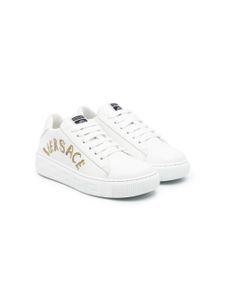 Versace Kids baskets Seashell Baroque Greca en cuir - Blanc