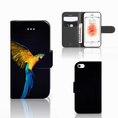 Apple iPhone 5 | 5s | SE | Telefoonhoesje | Met pasjeshouder | Papegaai