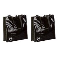 3x stuks boodschappen shopper tas zwart - thumbnail