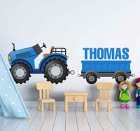 Stickers speelgoed Retro gepersonaliseerde tractor - thumbnail