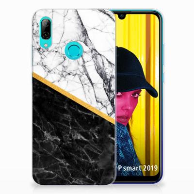 Huawei P Smart 2019 | TPU | Siliconen hoesje | Marmer Wit Zwart - Origineel Cadeau Man