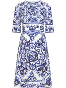 Dolce & Gabbana robe mi-longue à imprimé Majolica - Bleu