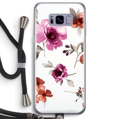 Geschilderde bloemen: Samsung Galaxy S8 Plus Transparant Hoesje met koord