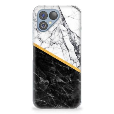 Fairphone 5 | TPU | Siliconen hoesje | Marmer Wit Zwart - Origineel Cadeau Man