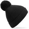 Beechfield CB382 Engineered Knit Ribbed Pom Pom Beanie - Black - One Size