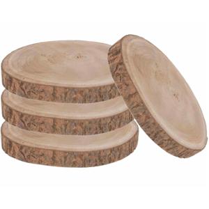 Woondecoratie Paulownia houten boomschijf - Set van 4x stuks - 30 x 3 cm - boomschijven - kaarsenbor