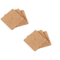 Onderzetters voor glazen - 24x - vierkant - kurk - 9 x 9 cm