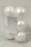 6 kerstballen winterwit 80 mm - Ksd