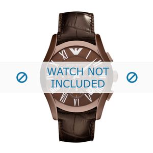Horlogeband Armani AR1609 Leder Donkerbruin 22mm