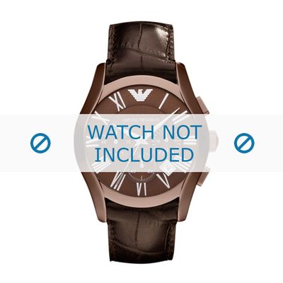 Horlogeband Armani AR1609 Leder Donkerbruin 22mm