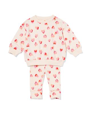 HEMA Babykledingset comfy fit rib hartjes ecru (ecru)