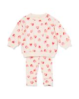HEMA Babykledingset comfy fit rib hartjes ecru (ecru)