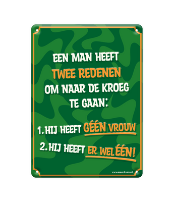 Tekstbord metaal Twee redenen
