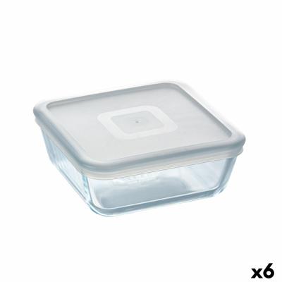 Vierkante Lunchtrommel met Deksel Pyrex Cook&freeze 850 ml 14 x 14 cm Transparant Glas Siliconen (6 Stuks)