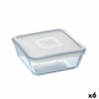 Vierkante Lunchtrommel met Deksel Pyrex Cook&freeze 850 ml 14 x 14 cm Transparant Glas Siliconen (6 Stuks)