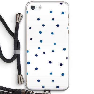 Blauwe stippen: iPhone 5 / 5S / SE Transparant Hoesje met koord