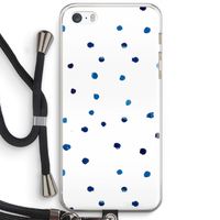 Blauwe stippen: iPhone 5 / 5S / SE Transparant Hoesje met koord