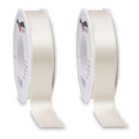 2x Luxe hobby/decoratie beige satijnen sierlinten 2,5 cm/25 mm x 25 meter