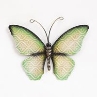 Wanddecoratie vlinder - groen - 20 x 14 cm - metaal - muurdecoratie