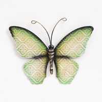Wanddecoratie vlinder - groen - 20 x 14 cm - metaal - muurdecoratie - thumbnail