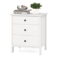 Nachtkastje met 3 Laden voor Slaapkamer Moderne Bijzettafel voor Bank Nachtkastje met Opbergruimte Houten Salontafel Wit