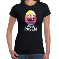 Paasei vrolijk Pasen t-shirt zwart voor dames - Paas kleding / outfit - thumbnail