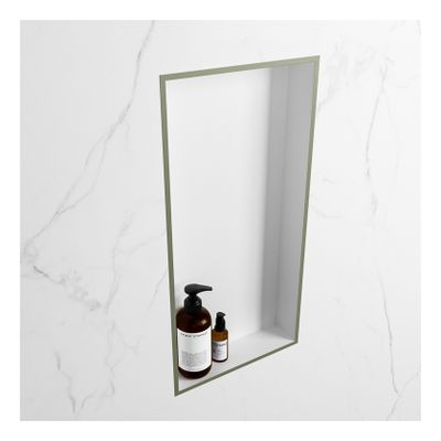 Wandnis Solid Surface Easy | In- en opbouw | 30x60x8 cm | 1 vak | Army/Talc