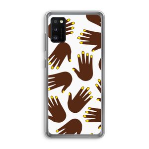 Hands dark: Samsung Galaxy A41 Transparant Hoesje