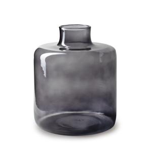 Bloemenvaas Willem - transparant smoke glas - D19 x H23 cm - fles vorm vaas