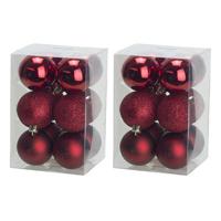 Cosy & Trendy Kerstballen - 24x stuks - donkerrood - kunststof - 6 cm