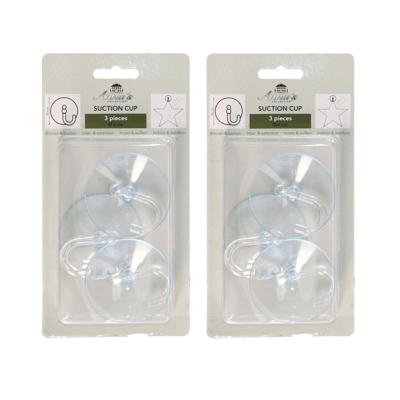 Zuignappen ophanghaakjes - 6x st - 6 cm - groot - transparant - kerstverlichting ophangen