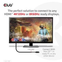 CLUB3D MiniDisplayPort 1.4 to HDMI 4K120Hz or 8K60Hz HDR10+ Cable M/M 1.8m / 6ft - thumbnail