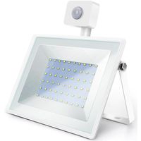 LED Bouwlamp 50 Watt met Sensor - LED Schijnwerper - Aigi Sunny - Helder/Koud Wit 6400K - Waterdicht IP65 - Mat Wit - Aluminium - thumbnail