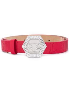 Philipp Plein ceinture à plaque logo - Rouge