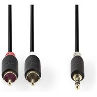 Stereo audiokabel | 3,5 mm male - 2x RCA male | 5,0 m | Antraciet - thumbnail
