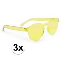 3x Gele verkleed zonnebrillen voor volwassenen   -