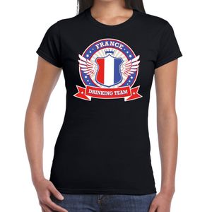 Zwart France drinking team t-shirt dames