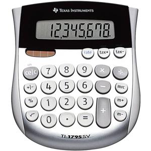 Texas Instruments TI-1795 SV Zakrekenmachine Zilver Aantal displayposities: 8 werkt op zonne-energie, werkt op batterijen (b x h x d) 118 x 10 x 138 mm