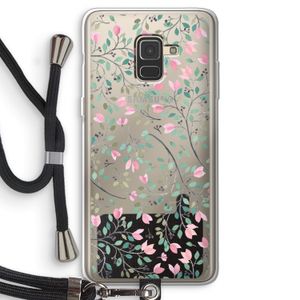 Sierlijke bloemen: Samsung Galaxy A8 (2018) Transparant Hoesje met koord