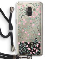 Sierlijke bloemen: Samsung Galaxy A8 (2018) Transparant Hoesje met koord