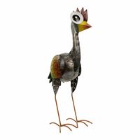 Metalen Vogel Grote Ogen Grijs (S) - thumbnail