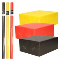 Inpakpapier Cadeaupapier - Kleurenmix - 6x stuks rollen - neon geel - rood - nacht zwart Inpakpapier Cadeaupapier - Kleurenmix - 6x stuks rollen - neon geel - rood - nacht zwart