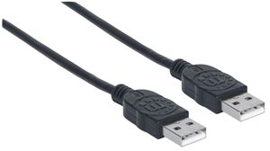 Manhattan USB-kabel USB 2.0 USB-A stekker, USB-A stekker 1.00 m Zwart Folie afscherming, UL gecertificeerd, Vergulde steekcontacten 353892