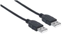 Manhattan USB-kabel USB 2.0 USB-A stekker, USB-A stekker 1.00 m Zwart Folie afscherming, UL gecertificeerd, Vergulde steekcontacten 353892 - thumbnail