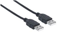 Manhattan USB-kabel USB 2.0 USB-A stekker, USB-A stekker 3.00 m Zwart Folie afscherming, UL gecertificeerd, Vergulde steekcontacten 353915 - thumbnail