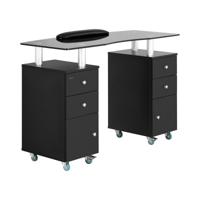 Manicure tafel - 1200 x 515 x 810 mm - zwart/wit - op 8 rollen