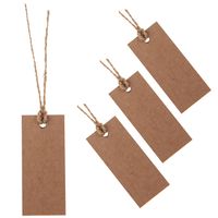 Cadeaulabels kraft met lintje - set 48x stuks - bruin - 3 x 7 cm - naam tags